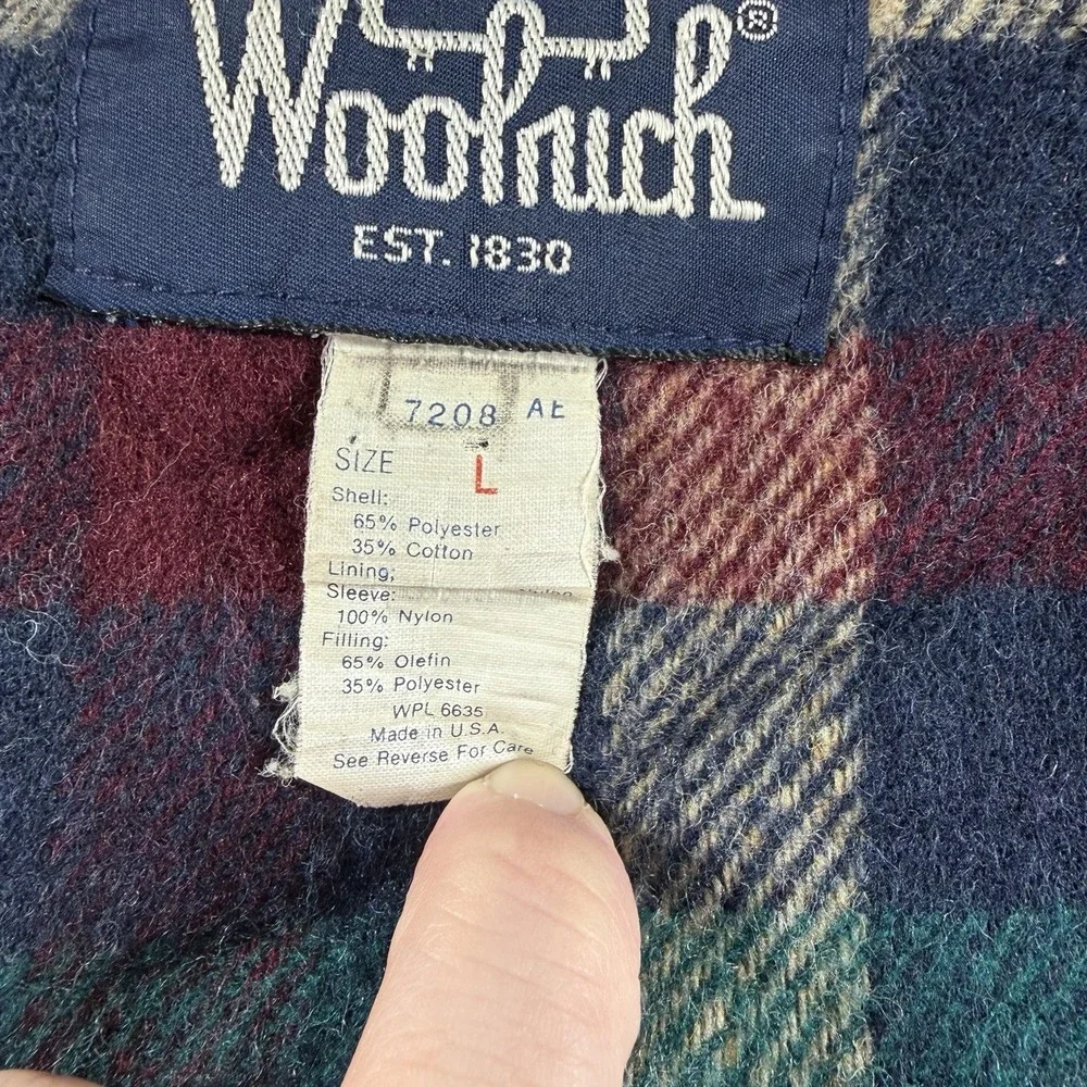 VINTAGE Woolrich Field Coat Jacket Mens Large Green Flannel Lined Pockets Chore‎